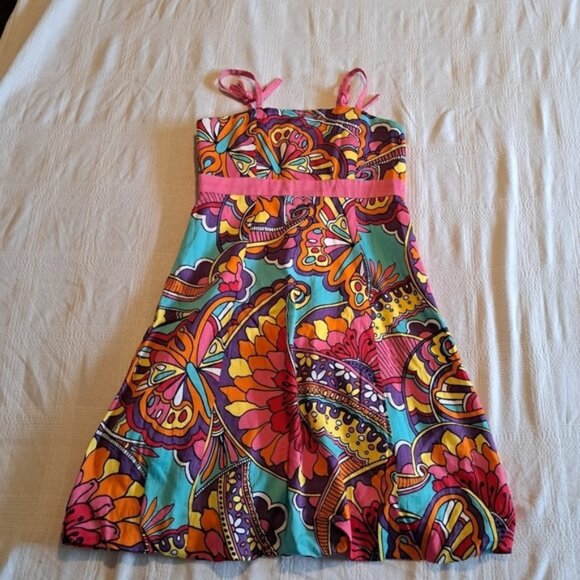 Lilly Pulitzer girls size 12 sun dress bright color elastic back gathering GUC - Picture 1 of 5
